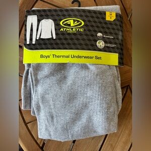 NWT Boys' Thermal Underwear Set Sz 8 Light Gray Top& Bottom